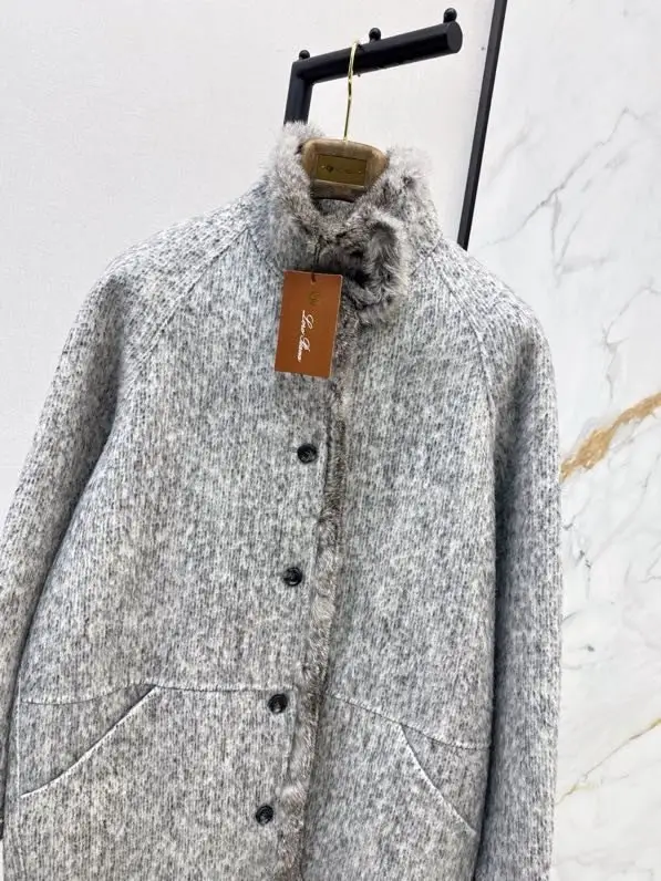 Loro Piana Двостороннє вовняне пальто з обробкою з кролячого хутра — Фото 5