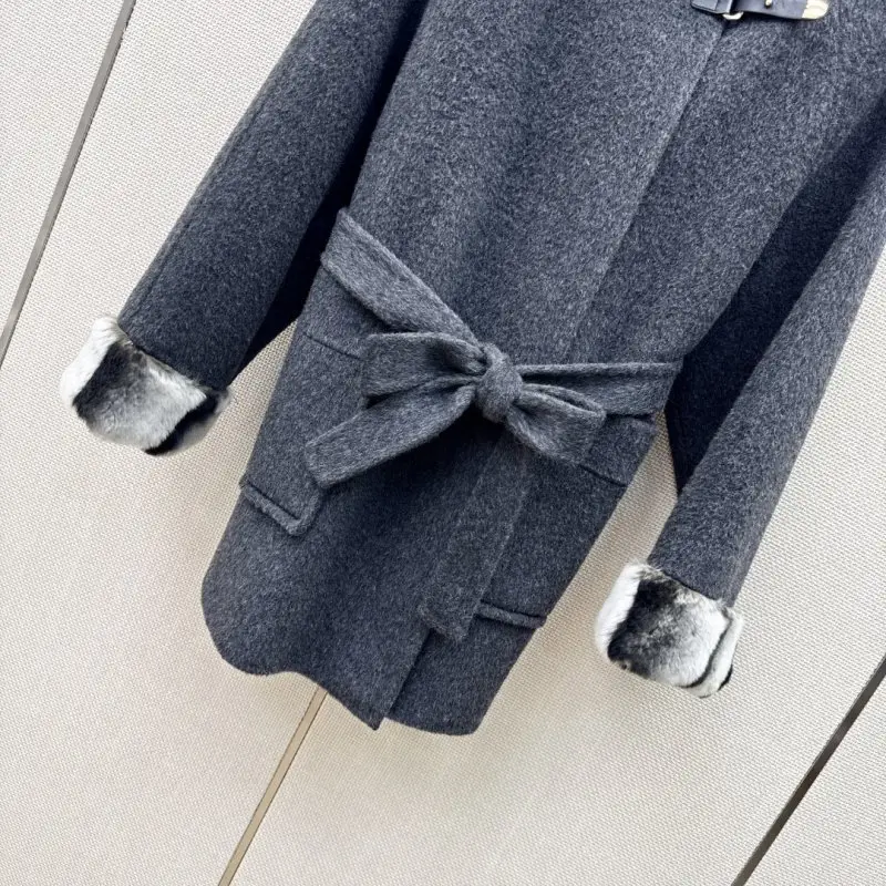 Loro Piana Bilateral wool coat secondary length from finished of rabbit fur — Photo 4