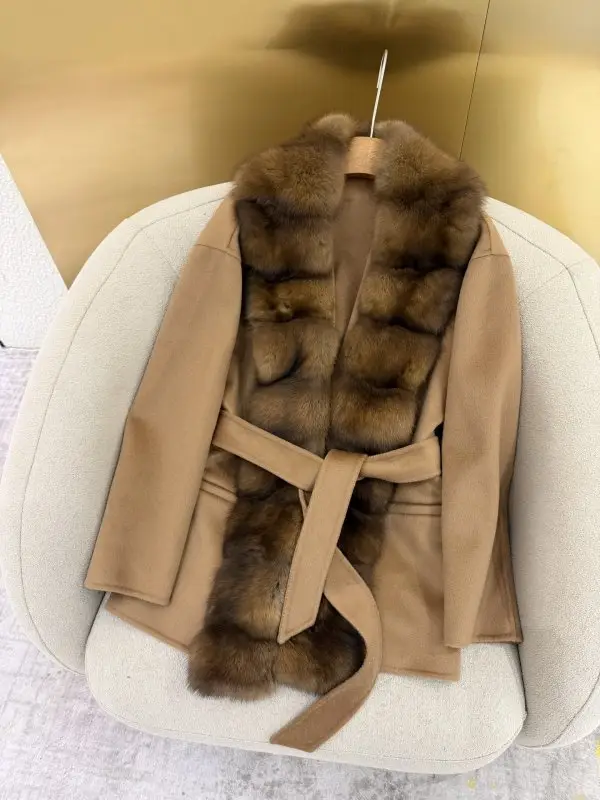Loro Piana — Кашемировое пальто женское с мехом андского соболя