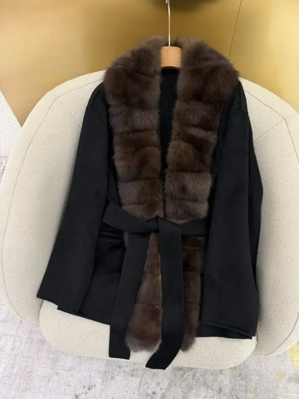 Loro Piana — Кашемировое пальто женское с мехом андского соболя
