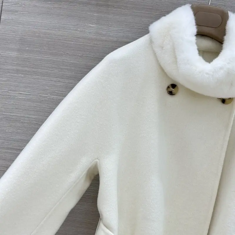 Loro Piana Кашемірове жіноче пальто з коміром з норки — Фото 3