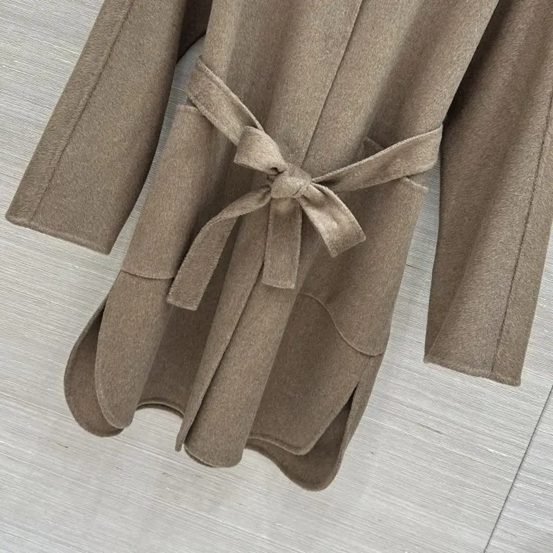 Loro Piana Кашемірове жіноче пальто з коміром з норки — Фото 5