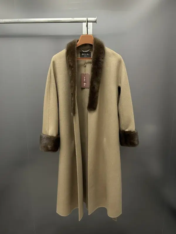 Loro Piana Кашемировое женское пальто с норковым мехом — Фото 2
