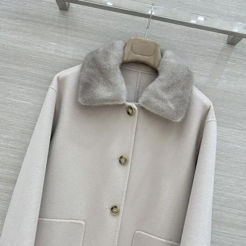 Loro Piana Кашемировое женское пальто с норковым мехом — Фото 2
