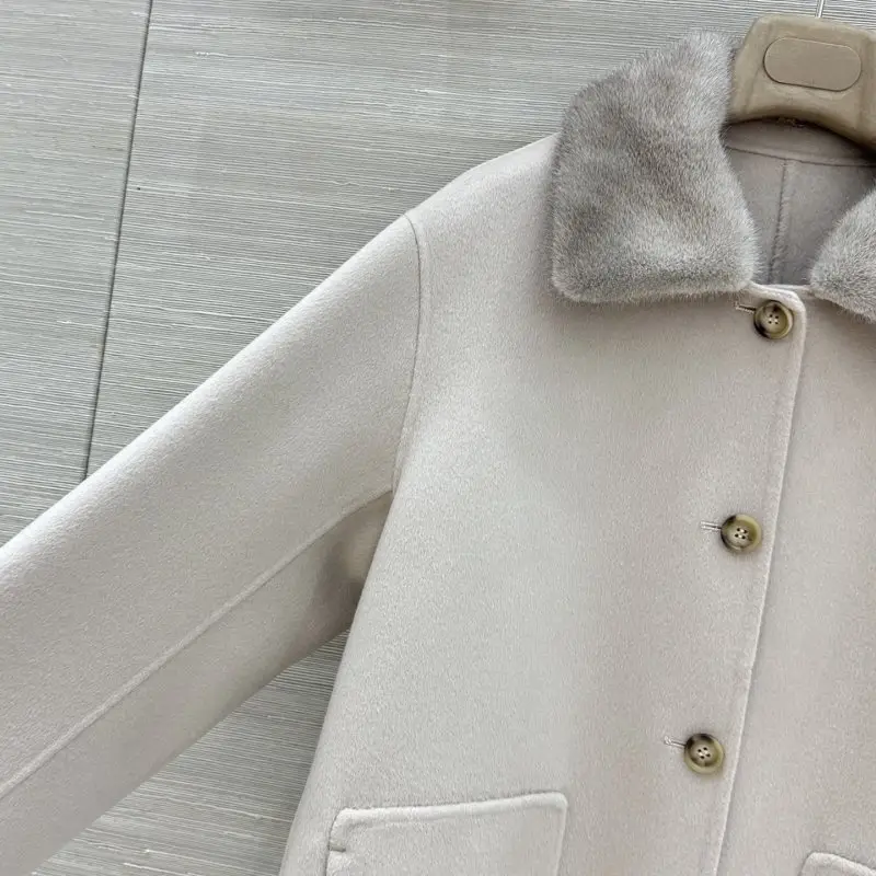 Loro Piana Кашемировое женское пальто с норковым мехом — Фото 3