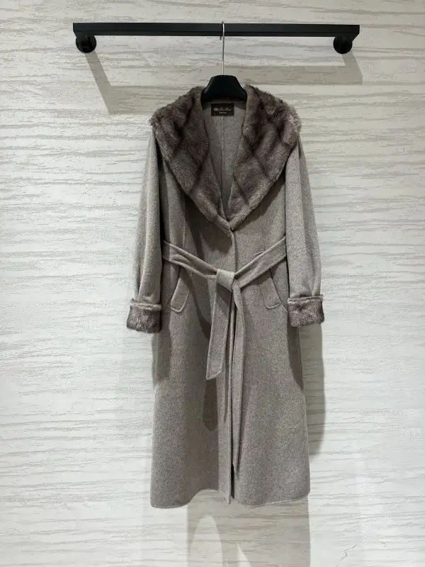 Loro Piana — Пальто з кашеміру з двостороннім коміром з норки