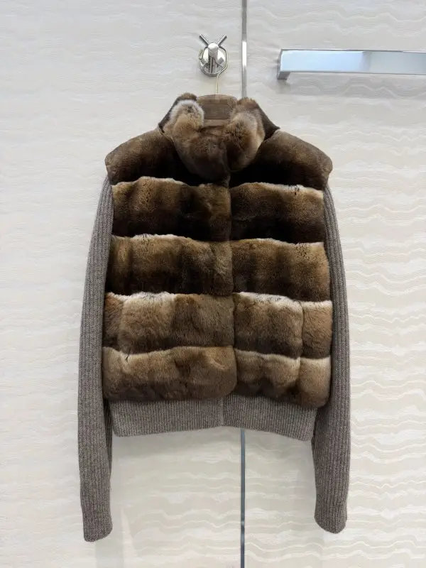 Loro Piana — Куртка кашемировая женская с мехом кролика рекс