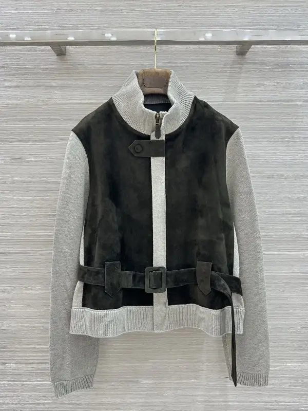 Loro Piana — Куртка из замши и кашемира в стиле пэчворк женская