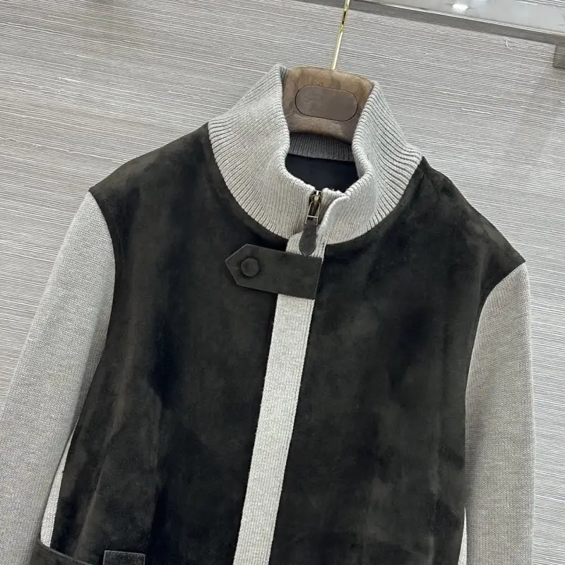 Loro Piana Куртка из замши и кашемира в стиле пэчворк женская — Фото 2