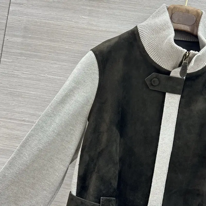 Loro Piana Куртка из замши и кашемира в стиле пэчворк женская — Фото 3