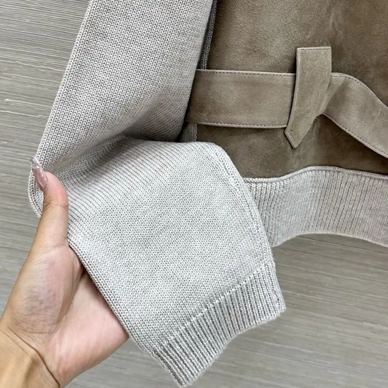 Loro Piana Куртка з замші і кашеміру в стилі печворк жіноча — Фото 5