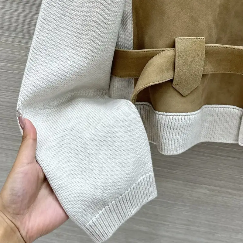 Loro Piana Jacket of suede and cashmere at style patchwork women's — Photo 5