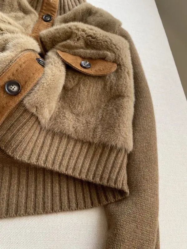 Loro Piana Куртка жіноча з кашеміру і норкового хутра — Фото 5
