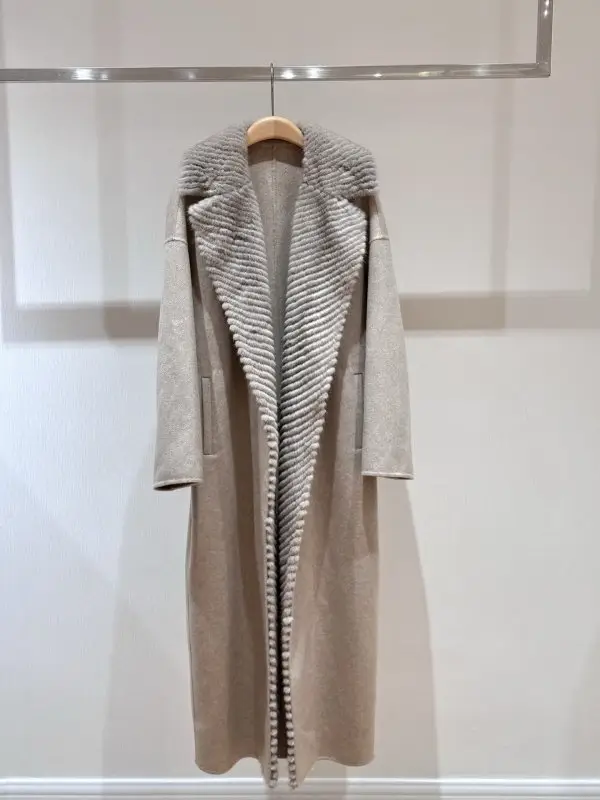 Loro Piana — Длинное пальто из шерсти и кашемира с норковым мехом