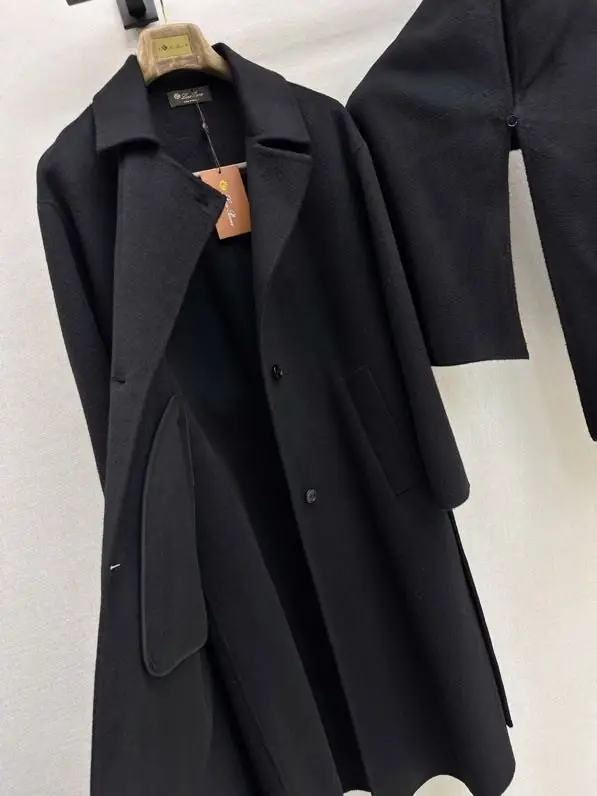 Loro Piana Long coat of wool from two-way collar and removable shawl — Photo 4