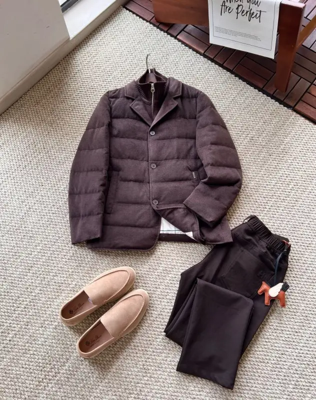 Loro Piana — Men's cashmere jacket on feathers