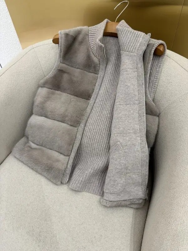 Loro Piana Двостороння жилетка вовняна з норковым хутром — Фото 2