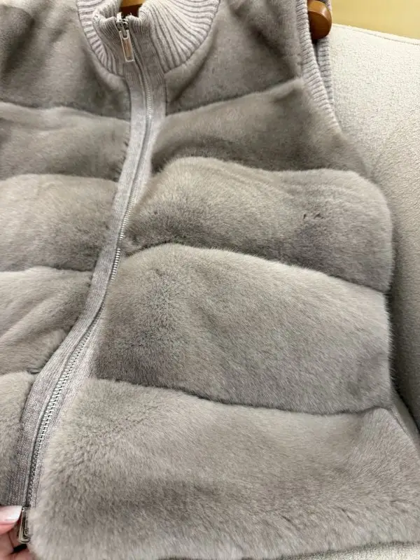 Loro Piana Двостороння жилетка вовняна з норковым хутром — Фото 3