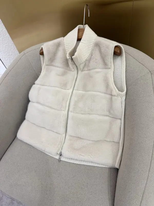Loro Piana Двостороння жилетка вовняна з норковым хутром — Фото 4