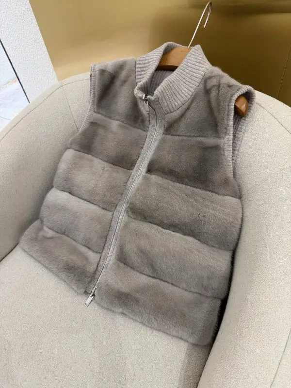 Loro Piana Двостороння жилетка вовняна з норковым хутром — Фото 5