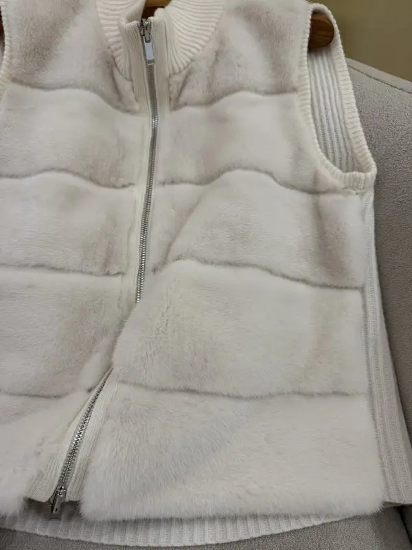 Loro Piana Двостороння жилетка вовняна з норковым хутром — Фото 5