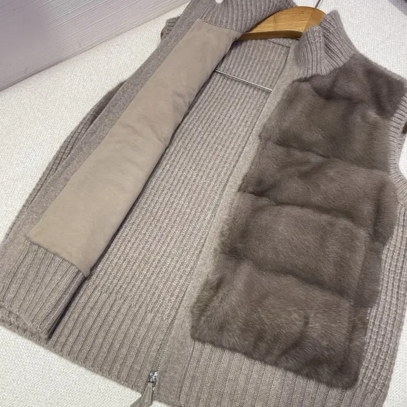 Loro Piana Жилетка кашеміру з норковым хутром — Фото 5