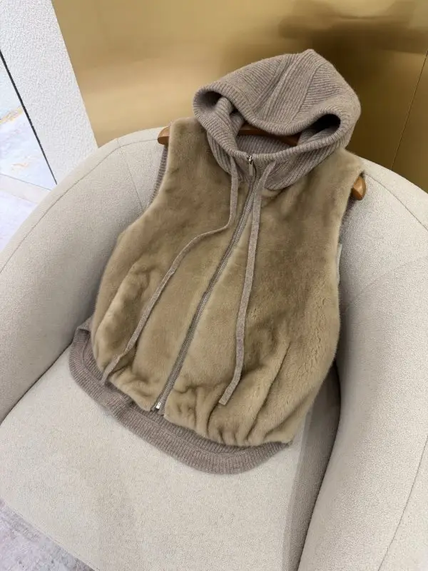 Loro Piana Жилетка вовняна з норковым хутром — Фото 2
