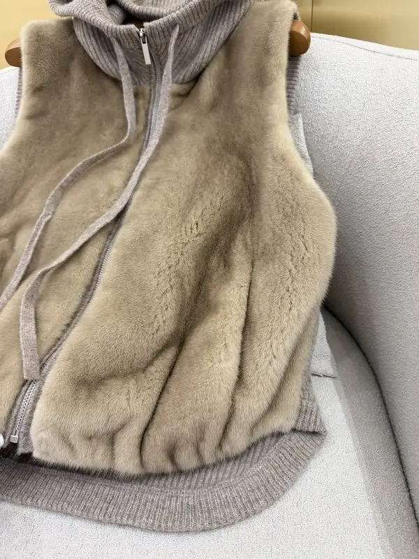 Loro Piana Жилетка вовняна з норковым хутром — Фото 3