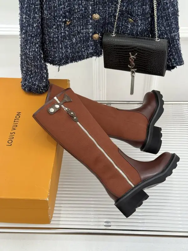 Louis Vuitton Сапоги на толстой подошве с боковой молнией — Фото 5