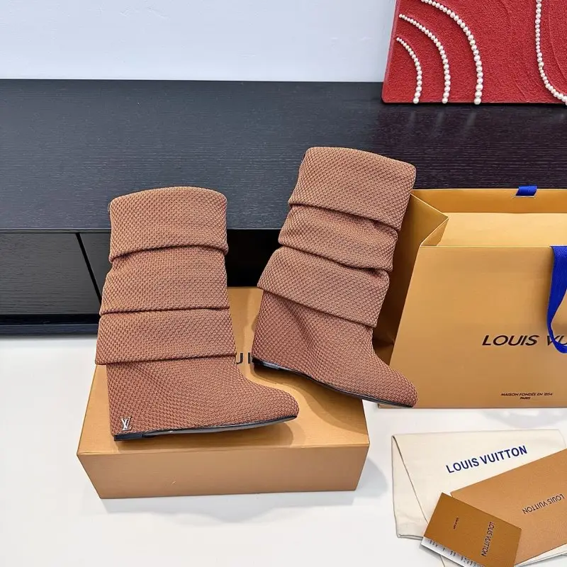 Louis Vuitton Вязаные ботинки на танкетке — Фото 4