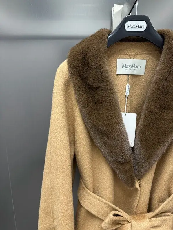 Max Mara Двустороннее кашемировое пальто с норковым мехом — Фото 2