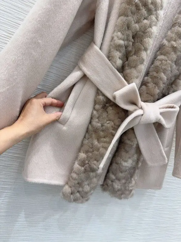 Max Mara Двустороннее кашемировое пальто с норковым мехом — Фото 2