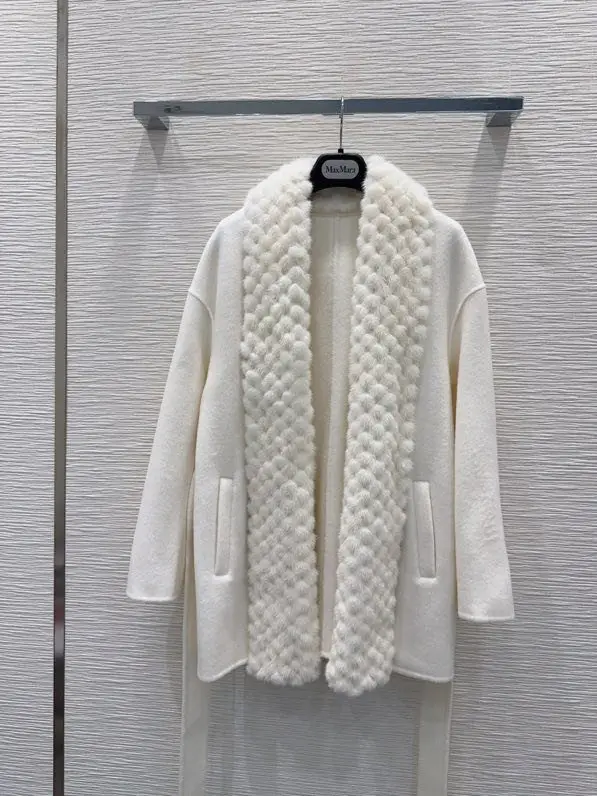 Max Mara Двостороннє кашемірове пальто з норковым хутром — Фото 4