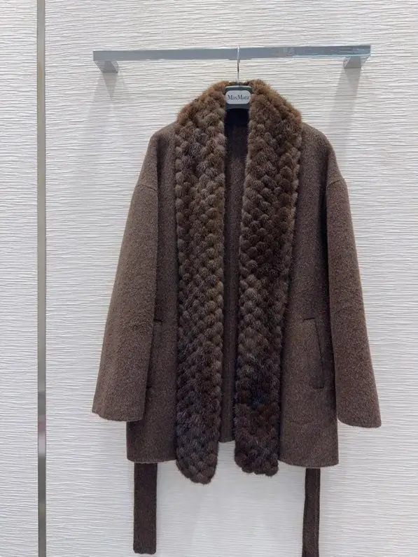 Max Mara Двустороннее кашемировое пальто с норковым мехом — Фото 4