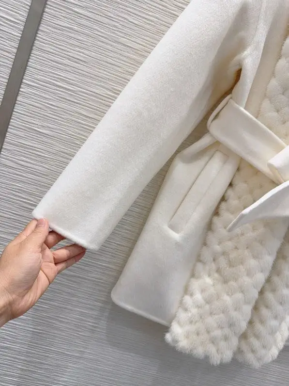 Max Mara Двостороннє кашемірове пальто з норковым хутром — Фото 5