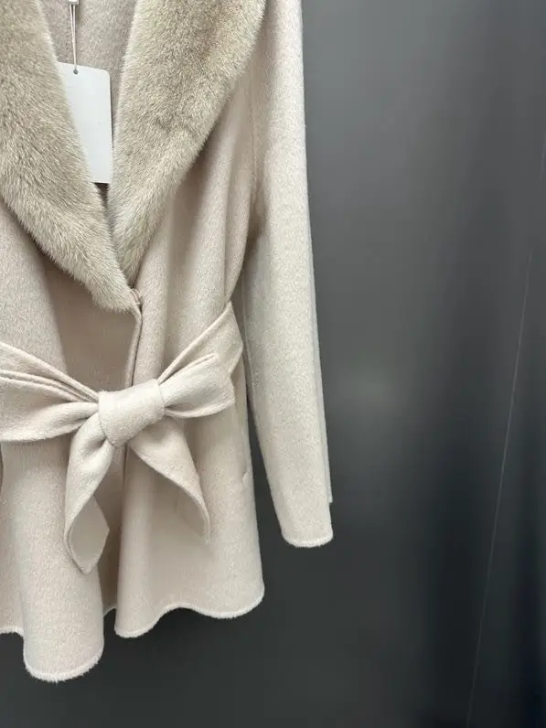Max Mara Двустороннее кашемировое пальто с норковым мехом — Фото 5