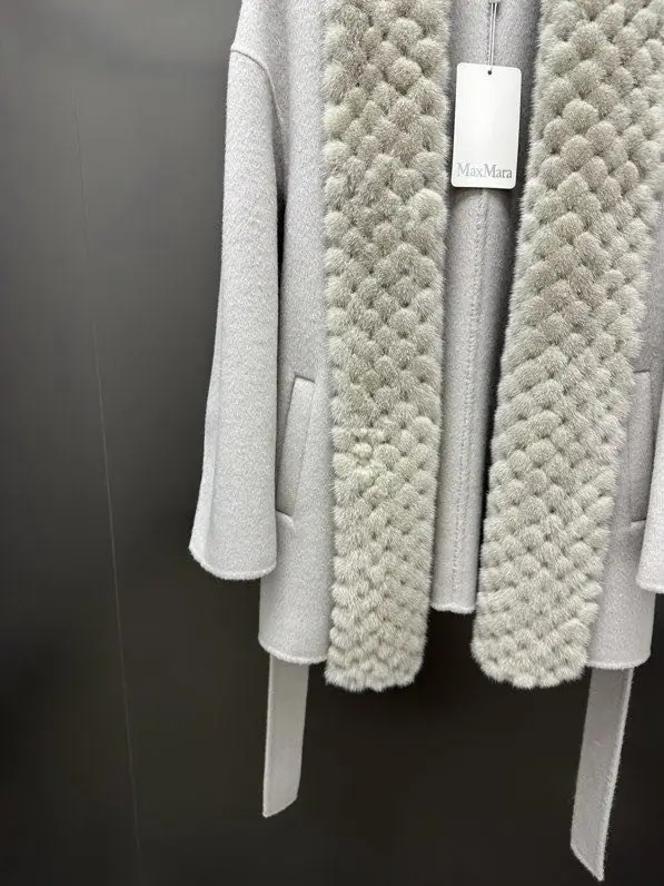 Max Mara Двостороннє кашемірове пальто з норковым хутром — Фото 5