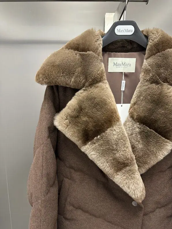 Max Mara Куртка кашемировая на пуху с кроличьем мехом — Фото 2