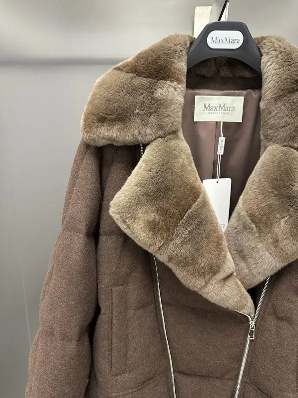 Max Mara Куртка кашеміру на пуху з кролячому хутром — Фото 2