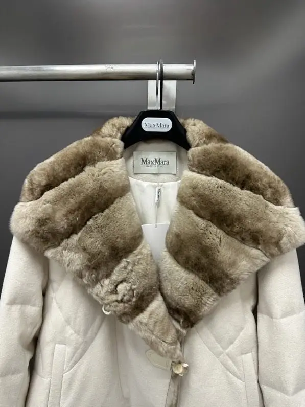 Max Mara Куртка кашемировая на пуху с кроличьем мехом — Фото 3