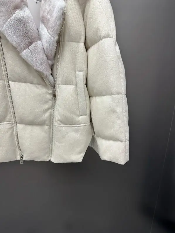 Max Mara Куртка кашемировая на пуху с кроличьем мехом — Фото 3