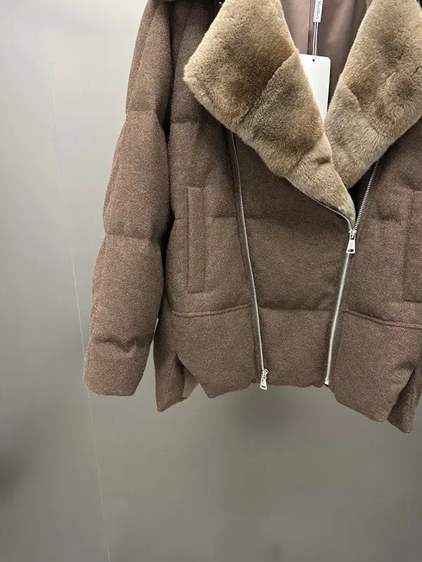 Max Mara Куртка кашеміру на пуху з кролячому хутром — Фото 3