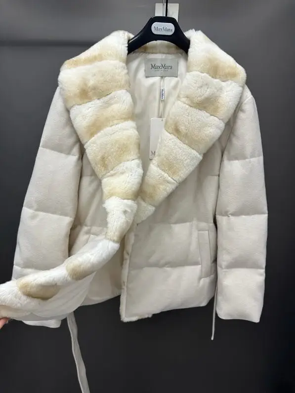 Max Mara Куртка кашеміру на пуху з кролячому хутром — Фото 4