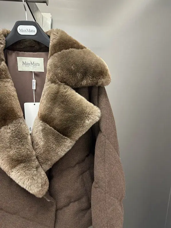 Max Mara Куртка кашемировая на пуху с кроличьем мехом — Фото 4