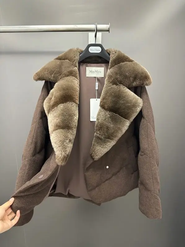 Max Mara Куртка кашемировая на пуху с кроличьем мехом — Фото 5
