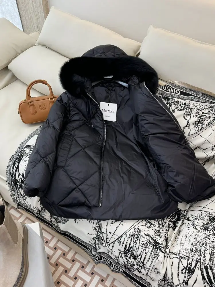 Max Mara Куртка пуховик з коміром з лисячого хутра — Фото 3