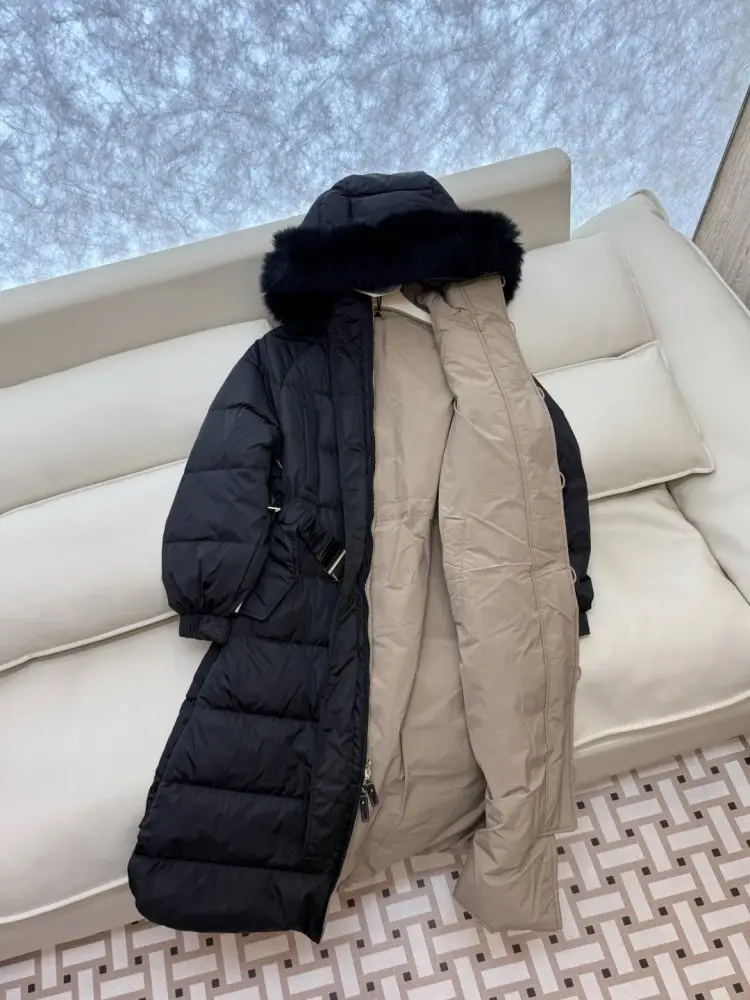 Max Mara Куртка пуховик з коміром з лисячого хутра — Фото 4