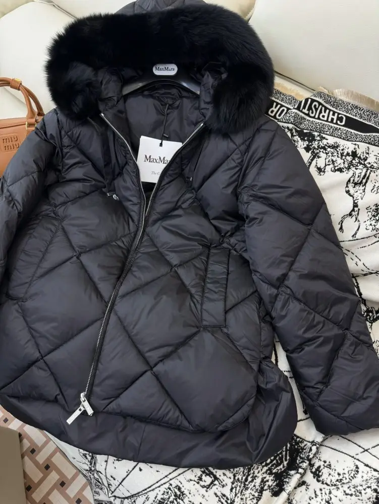 Max Mara Куртка пуховик з коміром з лисячого хутра — Фото 5