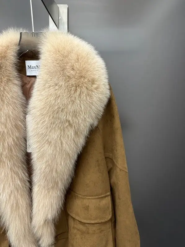 Max Mara Куртка замшева з лисячим хутром — Фото 2