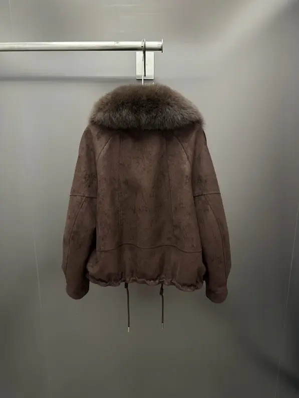 Max Mara Куртка замшева з лисячим хутром — Фото 5